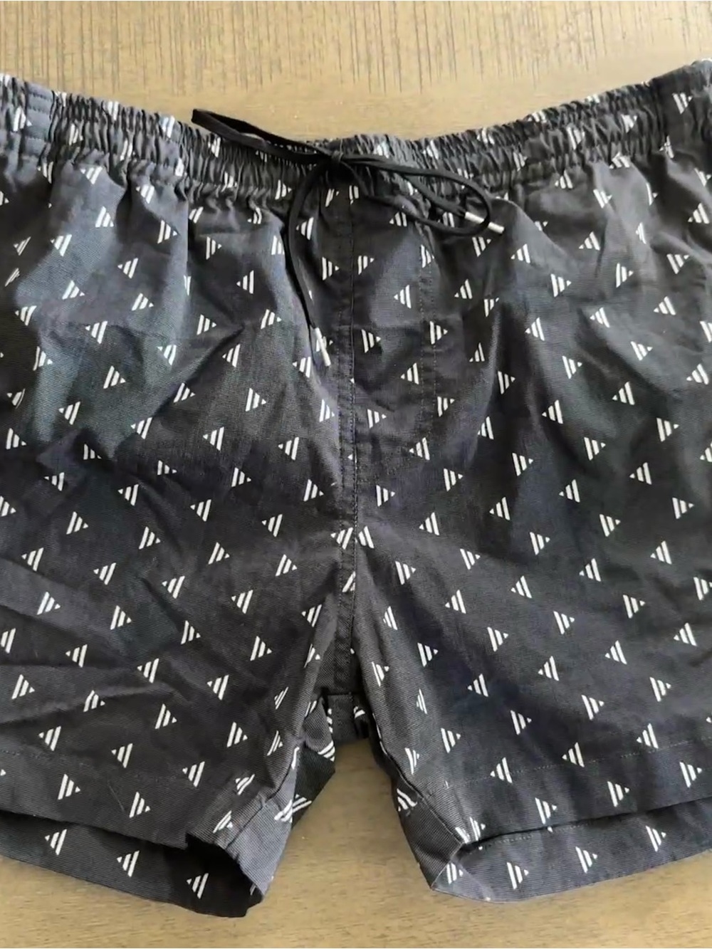 Women's Black Athletic Shorts with White Geometric Print
